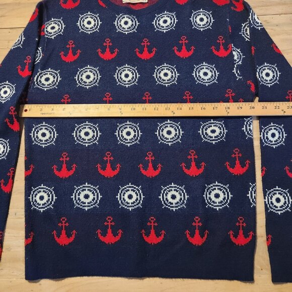 Vintage Royal Jeff Sweater Lord Jeff Blue‎ Nautical Acrylic Knit Mens Medium EUC - Picture 8 of 9